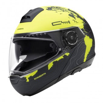 schuberth c4 pro magnitudo black and yellow modular motorcycle helmet