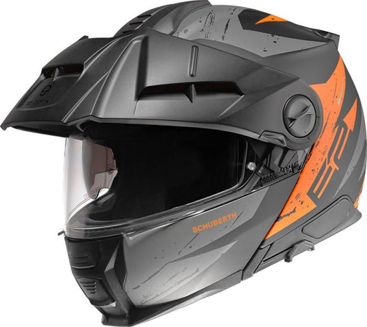 Schuberth E2 Explorer Black & Orange Adventure Flip Front Motorcycle Helmet - New for 2023/2024 - Averys Motorcycles
