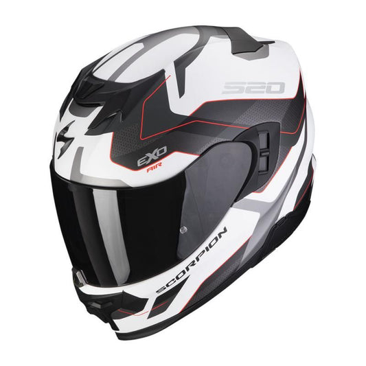 Scorpion Exo 520 Evo Elan White & Red Motorcycle Helmet - New for 2023/2024 - Averys Motorcycles