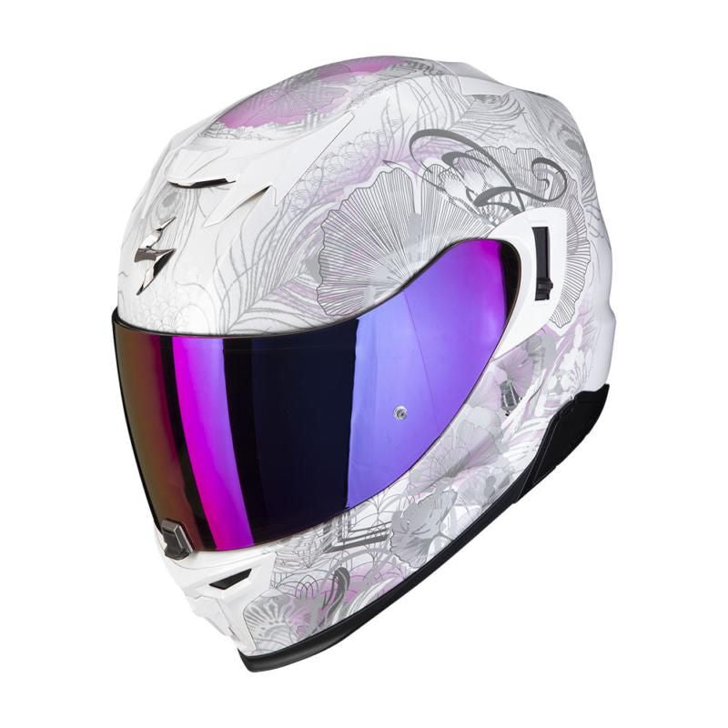 Scorpion Exo 520 Evo Melrose White & Pink Motorcycle Helmet - New for 2023/2024 - Averys Motorcycles