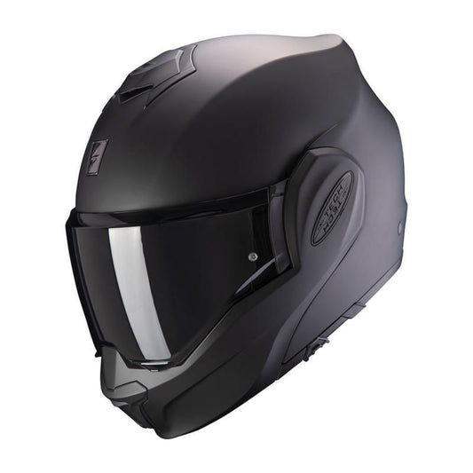 Scorpion Exo Tech Evo Matt Black Flip Front Motorcycle Helmet - New for 2023/2024 - Averys Motorcycles