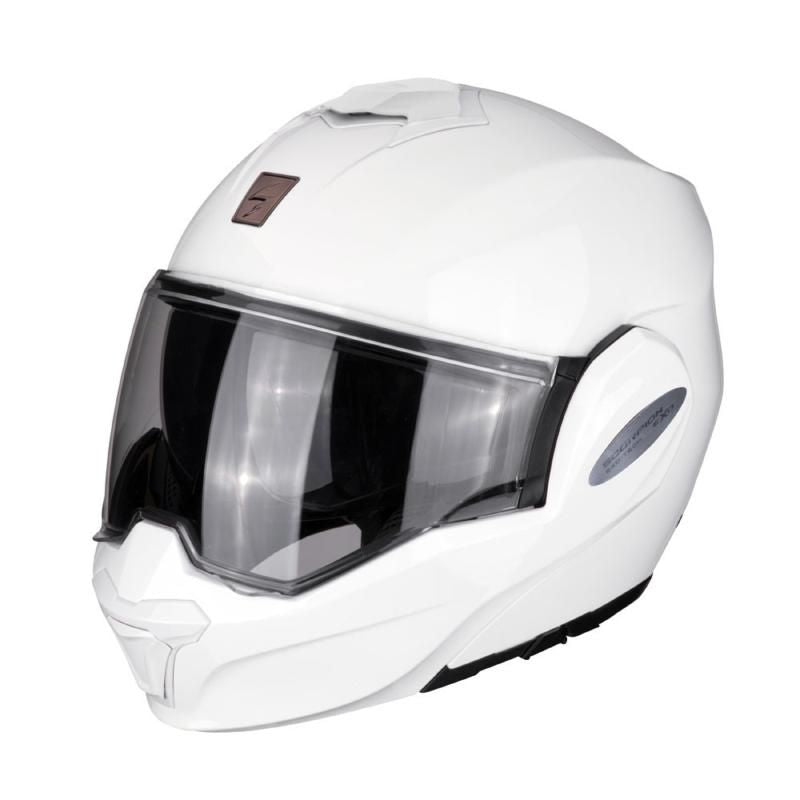 Scorpion Exo Tech Evo Gloss White Flip Front Motorcycle Helmet - New for 2023/2024 - Averys Motorcycles