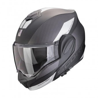 Scorpion Exo Tech Evo Team Black & Silver Modular Motorcycle Helmet - New for 2023/2024 - Averys Motorcycles