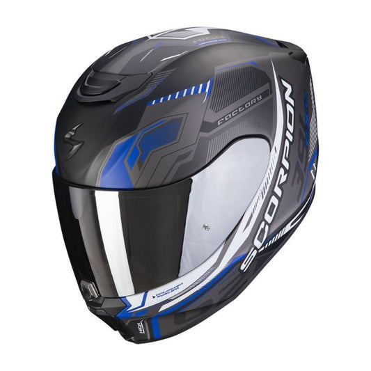 Scorpion Exo 391 Haut Black Blue & Silver Motorcycle Helmet - New for 2023/2024 - Averys Motorcycles