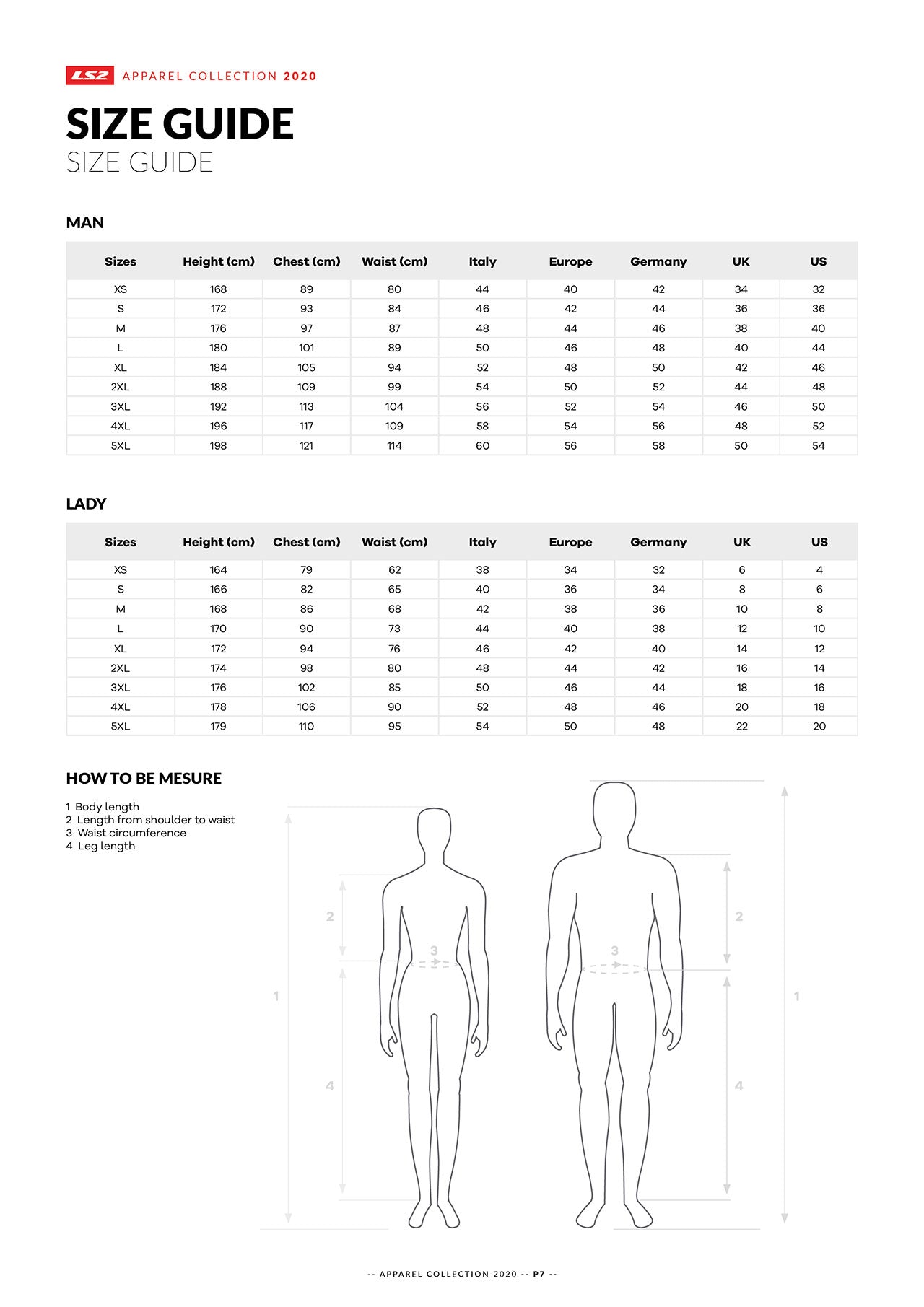 ls2 apparell & clothing size guide